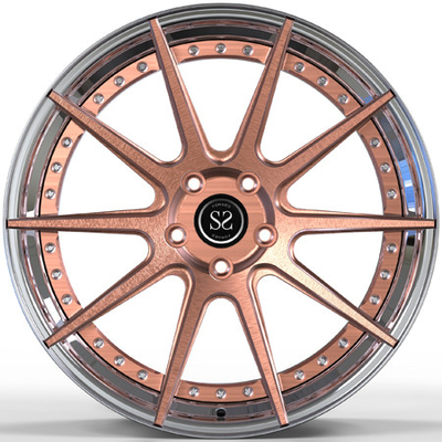 La aleación de aluminio de 20 pulgadas forjó 2 el borde pulido centro cepillado de bronce de Cadillac CTS-V del barril de las ruedas del pedazo
