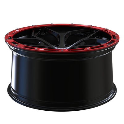 Los rayos negros Monoblock los anillos de 1 del pedazo cubierta rojos forjados de lujo de las ruedas alean bordes