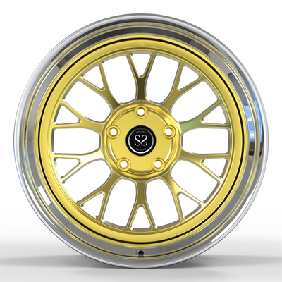 El oro profundo del plato que 2 pedazos forjaron las ruedas pulió bordes negativos de la compensación 19X12j Porsche Gt4 de las ruedas