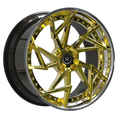 las ruedas de los bordes de 2 pedazos de 19x8.5 19x11 escalonaron el oro pulido forjado Audi R8