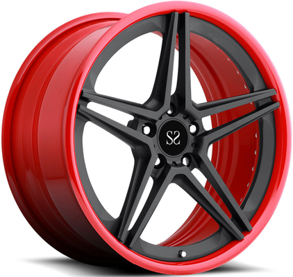 21inch 9.5J modificó los bordes de la aleación para requisitos particulares 2-PC para Ferrari 458 Speciale que el negro brillante rojo forjó las ruedas