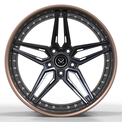 El gris de bronce las ruedas de 2 pedazos para Camaro escalonó bordes del coche de la aleación 19inch
