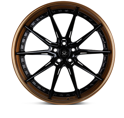 Las ruedas forjadas 24inch de 3 pedazos pulieron el negro brillante de bronce del labio para los bordes RS5