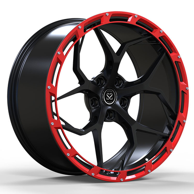 Los rayos negros Monoblock los anillos de 1 del pedazo cubierta rojos forjados de lujo de las ruedas alean bordes