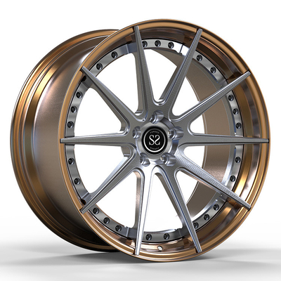 Labio pulido de bronce Ruedas forjadas de 2 piezas Discos de radios de metal cepillado para Audi S6 Custom Car