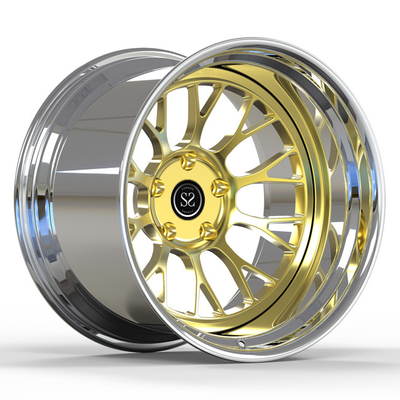 El oro profundo del plato que 2 pedazos forjaron las ruedas pulió bordes negativos de la compensación 19X12j Porsche Gt4 de las ruedas