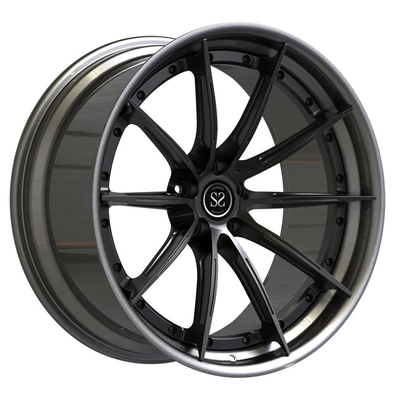 Pulido 2 pedazos forjados rueda 19 pulgadas escalonó bordes del labio de Grey Spokes For Volkswagen Stepped