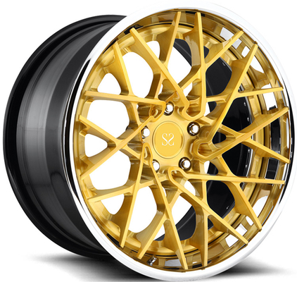 F12 Berlinetta 3PC forjó la cara pulida los bordes del oro del labio 21x9.5 22x12.5 de la aleación de aluminio