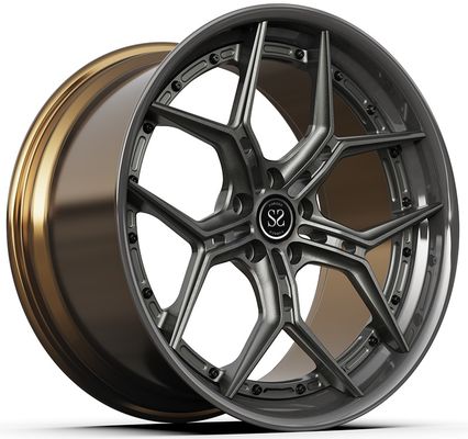 20x9 ET35/20x10 ET40/5x112/66.6 Disco gris y barril de bronce satinado 2-PC Armaduras de automóviles de lujo Ruedas Armaduras para automóviles universales