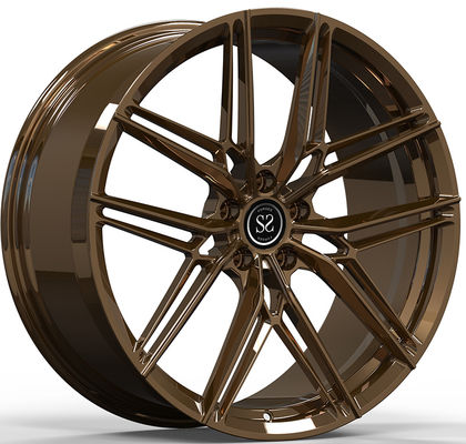 2024 Tesla Model Y Performance 21x9.5 and 21x10.5 Gloss Bronze 6061 T6 Aluminum Alloy 1 Piece Forged Wheels Custom Rims