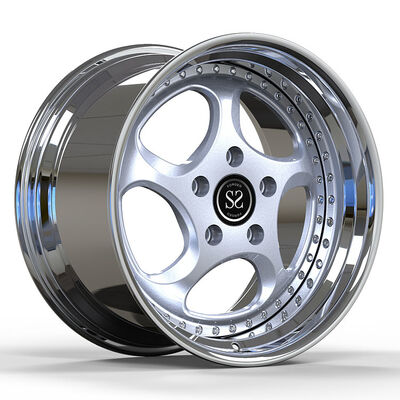 Llantas Forjadas de 2 piezas 18x8.0 y 18x10 con labio pulido y disco plateado para Porsche 928 1988