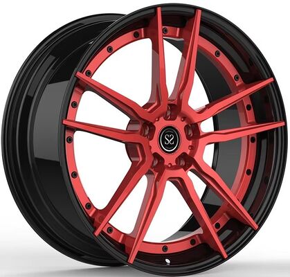 Llantas BMW X6 M F96 21x10.5 y 21x11 Personalizadas de 2 piezas, Cara Roja y Barriles Negro Brillante