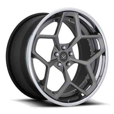 PCD 139.7m m 2-PC 6061-T6 Ferrari forjó bordes de encargo del negro brillante de las ruedas