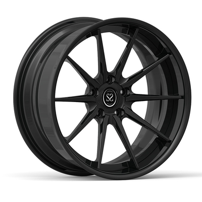 Porsche 997 20 X 10 Llantas de aleación de aluminio forjadas en negro brillante cóncavas de 2 piezas 5x130