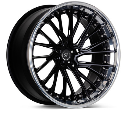 La aleación de aluminio escalonada forjó a Matte Black Rims 3 pedazos pulidos