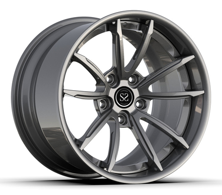 La aleación forjada rueda el gris 18x9 18x12 18inch del lustre de 2 pedazos escalonó 996 bordes de Turbo