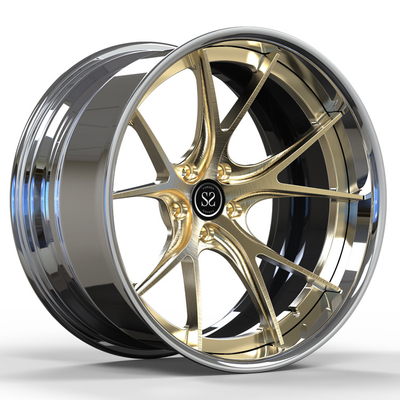 20inch 20x11 pulió la aleación que 2 pedazos forjaron bordes cepillados del coche de las ruedas S5 del oro