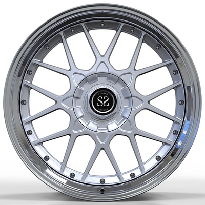 Ruedas forjadas de aluminio A6061, 2 piezas en alto brillo plateado, pulidas para automóviles GT personalizados